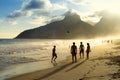 Sunset Silhouettes Playing Altinho Futebol Beach Football Brazil Royalty Free Stock Photo