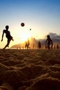 Sunset Silhouettes Playing Altinho Futebol Beach Football Brazil Royalty Free Stock Photo