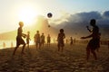 Sunset Silhouettes Playing Altinho Futebol Beach Football Brazil Royalty Free Stock Photo