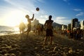 Sunset Silhouettes Playing Altinho Futebol Beach Football Rio Royalty Free Stock Photo