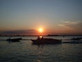 Sunset with siluets. Venice, Italy. Royalty Free Stock Photo