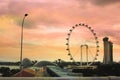 Sunset at Singapore Flyer Royalty Free Stock Photo