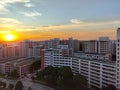 Sunset in Singapore with HDB flat Royalty Free Stock Photo