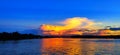 Sunset on the sintang river Royalty Free Stock Photo