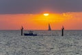 Sunset on Siviri beach, Kassandra peninsula, Chalkidiki, Greece Royalty Free Stock Photo