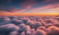 Sunset sky above the clouds