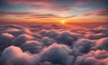 Sunset sky above the clouds