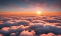 Sunset sky above the clouds