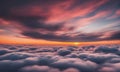 Sunset sky above the clouds