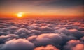 Sunset sky above the clouds