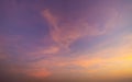 Sunset sky. Abstract nature background. Dramatic blue and orange, colorful clouds at twilight time Royalty Free Stock Photo