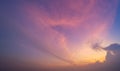 Sunset sky. Abstract nature background. Dramatic blue and orange, colorful clouds at twilight time Royalty Free Stock Photo