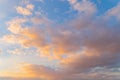 Sunset sky. Abstract nature landscape background. Dramatic blue and orange, colorful clouds at twilight time Royalty Free Stock Photo