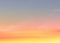 Sunset Sky Background,Sunrise with Yellow and Blue Sky,Nature Landscape Dramtic Golden Hour with twilight Sky in Evening after Sun Royalty Free Stock Photo