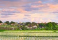 Sunset sky Bali rice fields Royalty Free Stock Photo