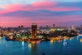 Sunset sky in the beautiful evening view of the Nile and Cairo, Egypt