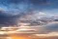 Sunset sky, beautiful summer cloudscape in sunset Royalty Free Stock Photo