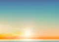 Sunset Sky Blue Background,Horizon Spring Sunrise Sky,Cloud with Orange,Yellow,Green over Sea Beach,Vector Panoramic Summer Banner Royalty Free Stock Photo