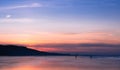 Sunset Sky with cloud over sea sand beach in evening on Spring,Landscape by Seaside with Colourful Sky in Orange,Pink,Purple ,Blue Royalty Free Stock Photo