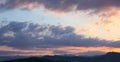 Sunset. Sky clouds background. Ridge Mountains silhouette. Skyline. Montenegro Royalty Free Stock Photo