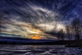 Sunset Sky Clouds Colors Trees Nature Beautiful Winter Outdoors Lake Ice Royalty Free Stock Photo