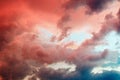 Clouds in the sky illuminated by the setting sun. Royalty Free Stock Photo