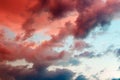 Clouds in the sky illuminated by the setting sun. Royalty Free Stock Photo