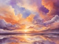 A sunset sky with clouds illustration for decoration. AI-Generated Royalty Free Stock Photo