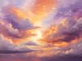 A sunset sky with clouds illustration for decoration. AI-Generated Royalty Free Stock Photo