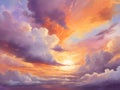 A sunset sky with clouds illustration for decoration. AI-Generated Royalty Free Stock Photo