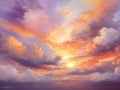 A sunset sky with clouds illustration for decoration. AI-Generated Royalty Free Stock Photo