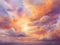 A sunset sky with clouds illustration for decoration. AI-Generated Royalty Free Stock Photo
