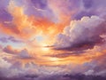 A sunset sky with clouds illustration for decoration. AI-Generated Royalty Free Stock Photo