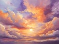 A sunset sky with clouds illustration for decoration. AI-Generated Royalty Free Stock Photo