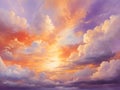 A sunset sky with clouds illustration for decoration. AI-Generated Royalty Free Stock Photo