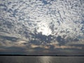 Sunset sky with clouds over polish Mazury lakes in summer Royalty Free Stock Photo