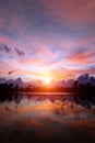 Sunset sky with color cloud on the lake Royalty Free Stock Photo