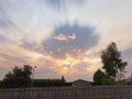 Spectacular sunset with unusual cloud formation Royalty Free Stock Photo