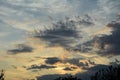 Sunset sky in the evening with light and dark clouds Royalty Free Stock Photo