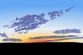 Sunset sky with high spindrift clouds, illustration