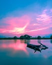 Sunset sky on Lake Tanjung Burung Indonesia Royalty Free Stock Photo