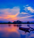 Sunset sky on Lake Tanjung Burung Indonesia Royalty Free Stock Photo