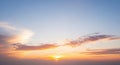 Sunset sky landscape with clouds and soft light on colorful horizon and sunlight Royalty Free Stock Photo