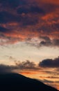 Sunset sky with mountain background