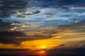 sunset sky with multicolor clouds. Dramatic twilight sky background