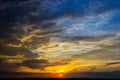 sunset sky with multicolor clouds. Dramatic twilight sky background