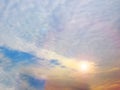 Sunset sky of multiple colors scaterred ray of Sunlight Royalty Free Stock Photo