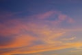 Sunset sky with orange clouds, abstract background