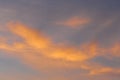 Sunset sky orange color clouds background nature in the evening summer Royalty Free Stock Photo