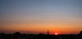 Sunset sky over city , colorful sky panorama over rooftops Royalty Free Stock Photo